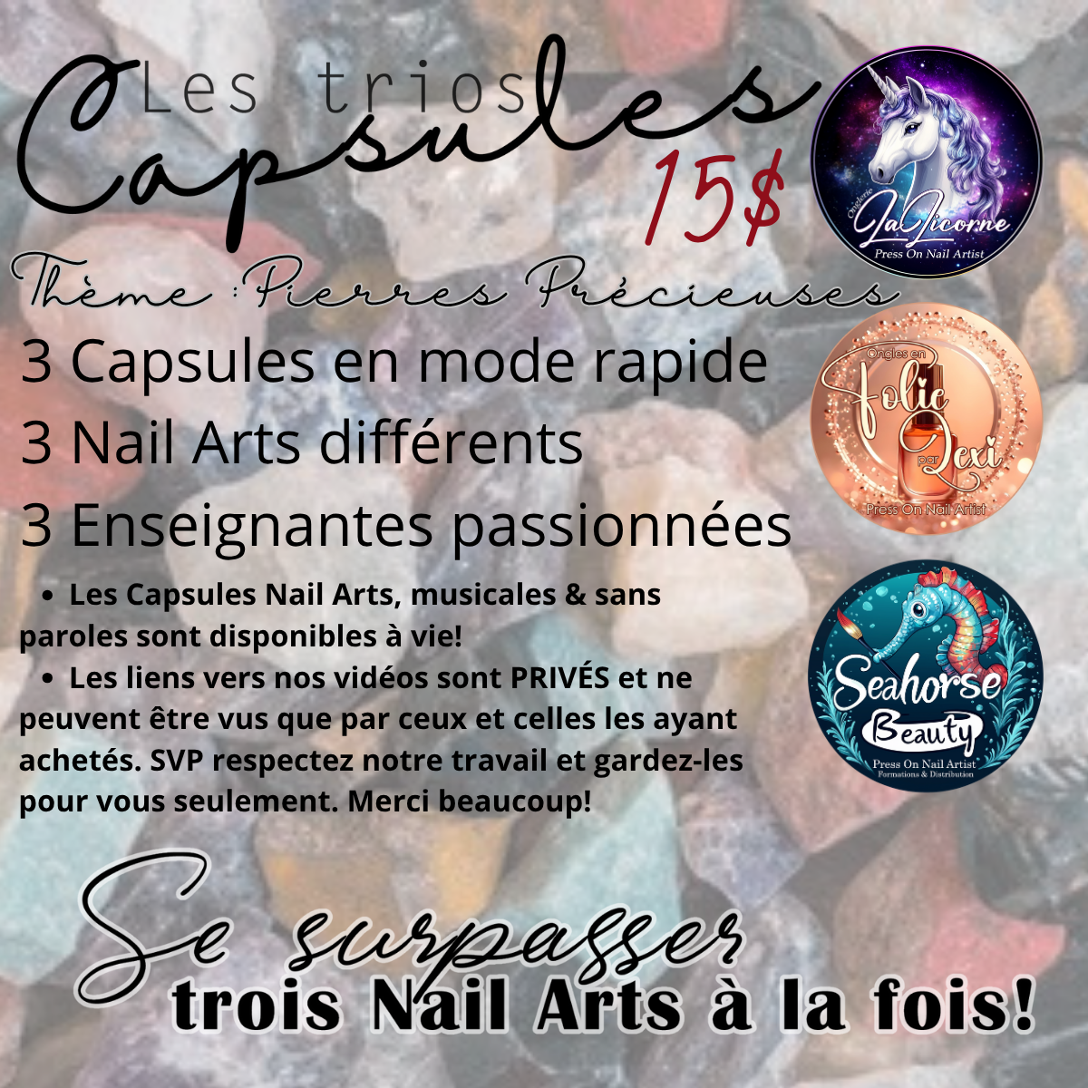 TRIO CAPSULES NAILART | Pierres Précieuses