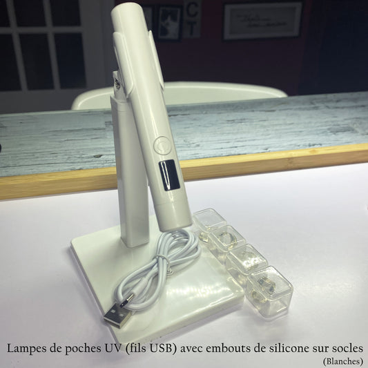Lampes de poches UV avec embouts de silicone (sur socle)