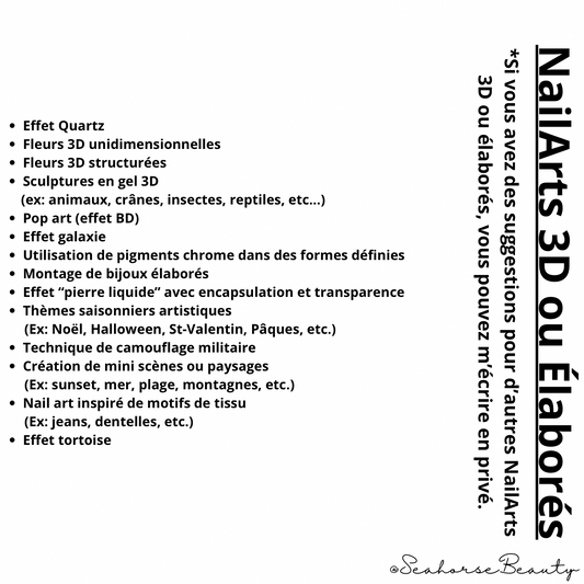 Perfectionnements Privés & Préenregistrés | NailArts 3D ou Élaborés