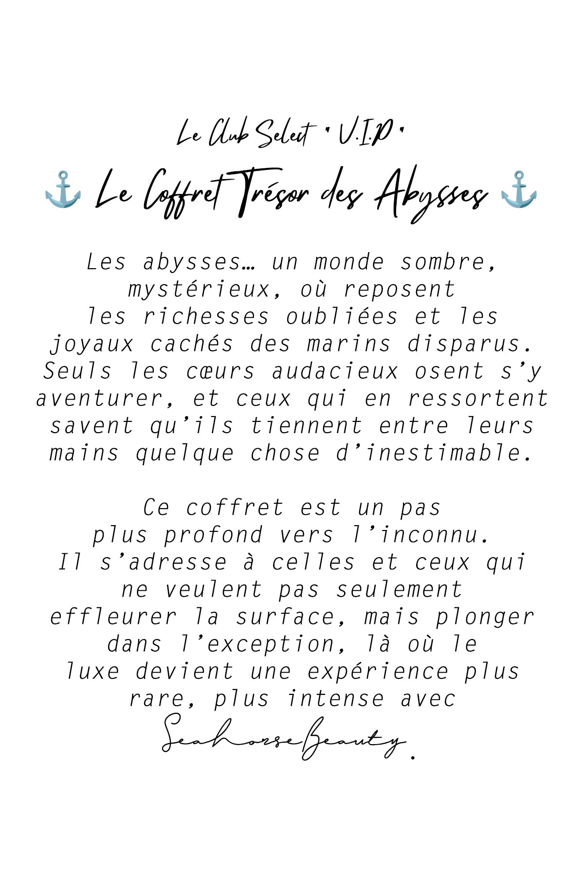 CLUB SÉLECT VIP | Le Trésor des Abysses