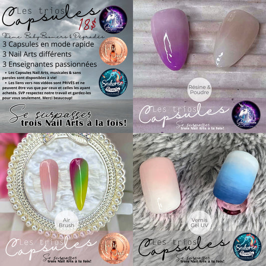 TRIOS CAPSULES NAILART | Babyboomers & Dégradés (3 Techniques)